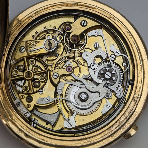 Around 1918 Antique Le Phare minute repeater & chronograph pocket watch gold plated hunter case refurbished