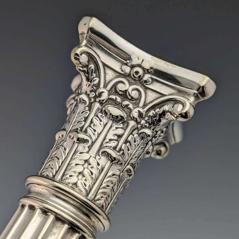 British antique silver plate large candlestick pair candle stand