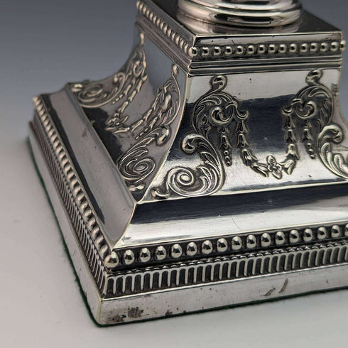 British antique silver plate large candlestick pair candle stand