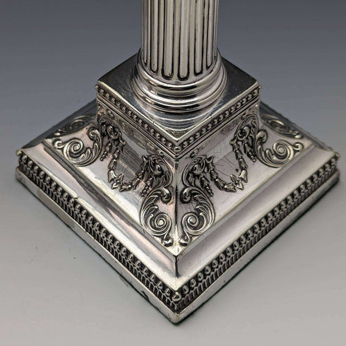 British antique silver plate large candlestick pair candle stand