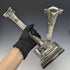 British antique silver plate large candlestick pair candle stand