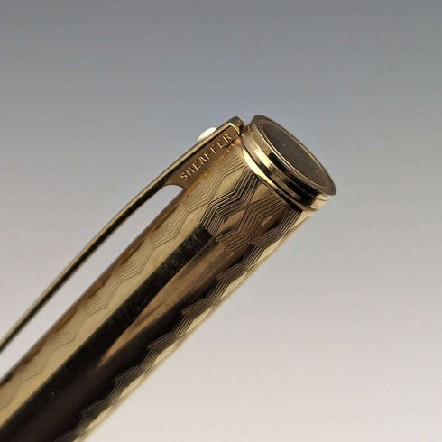 Juego de pluma estilográfica y bolígrafo vintage Sheaffer de EE. UU., chapado en oro, en estuche