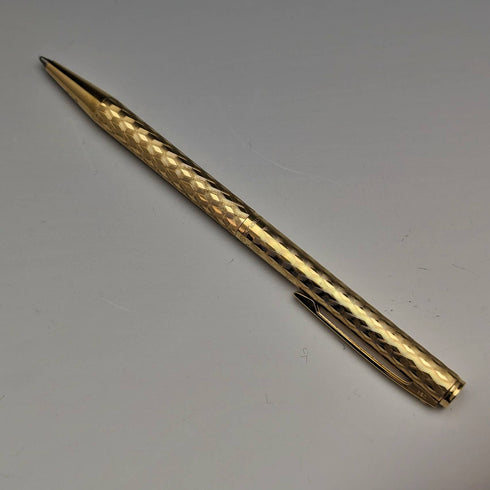 Juego de pluma estilográfica y bolígrafo vintage Sheaffer de EE. UU., chapado en oro, en estuche