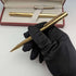 Juego de pluma estilográfica y bolígrafo vintage Sheaffer de EE. UU., chapado en oro, en estuche