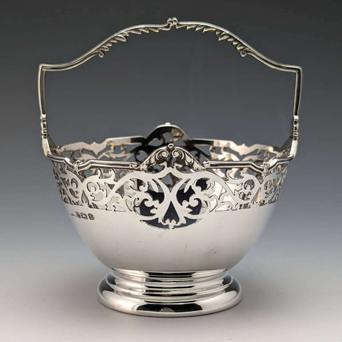 1929 British Vintage Sterling Silver Sugar Basket 100g Walker and Hall