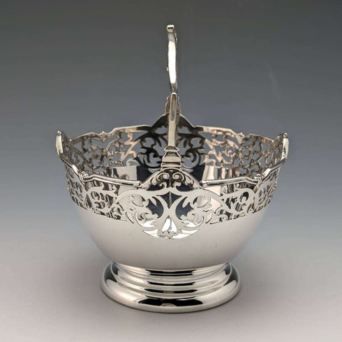 1929 British Vintage Sterling Silver Sugar Basket 100g Walker and Hall