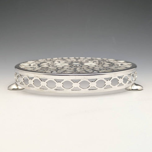 Posavasos para tetera de plata chapada, antigüedad británica de 1923