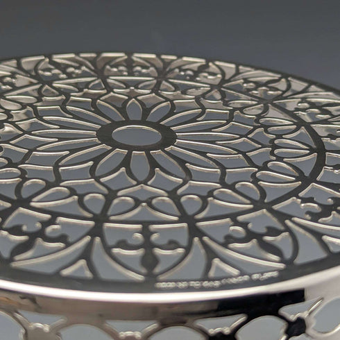 Posavasos para tetera de plata chapada, antigüedad británica de 1923