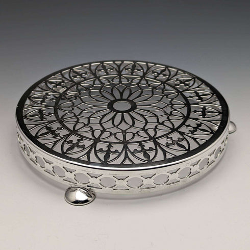 Posavasos para tetera de plata chapada, antigüedad británica de 1923