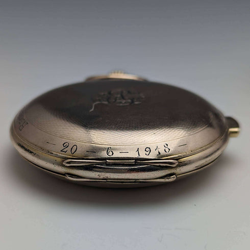 Around 1918 Antique Le Phare minute repeater & chronograph pocket watch gold plated hunter case refurbished