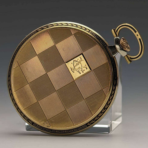 Swiss vintage WILKA pocket watch K18 gold thin open face works well