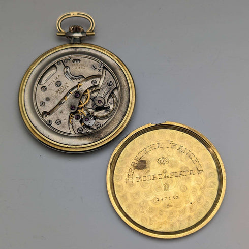 Swiss vintage WILKA pocket watch K18 gold thin open face works well