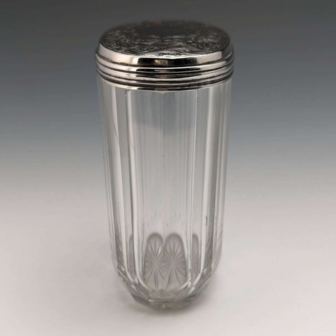 Botella de cristal con tapa de plata de ley, antigüedad británica de 1880, Arnold and Lewis