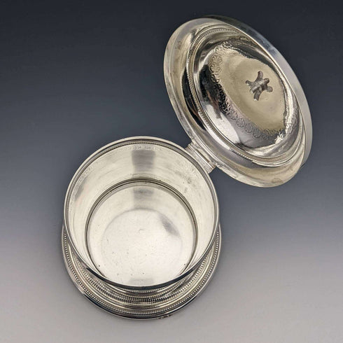 Hacia 1896, barril para galletas de plata chapada, antigüedad británica, Henry Bourne