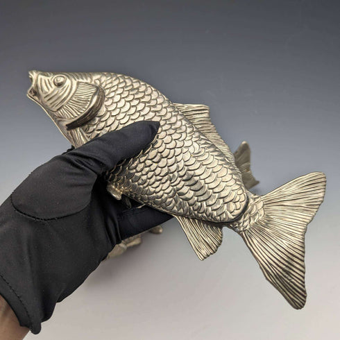 British vintage pewter fish figurine pair