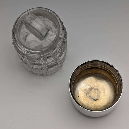 1905 年英國古董切割玻璃香水瓶純銀蓋 S Blankensee
