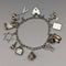 Pulsera con dijes de plata esterlina vintage británica, 31 g