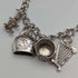 Pulsera con dijes de plata esterlina vintage británica, 31 g