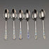 1930s British Vintage Sterling Silver Enameled Teaspoon Set of 6