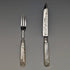 1909 British Antique White Pearl Shell Handle Dessert Cutlery Pair in Case Josiah Williams
