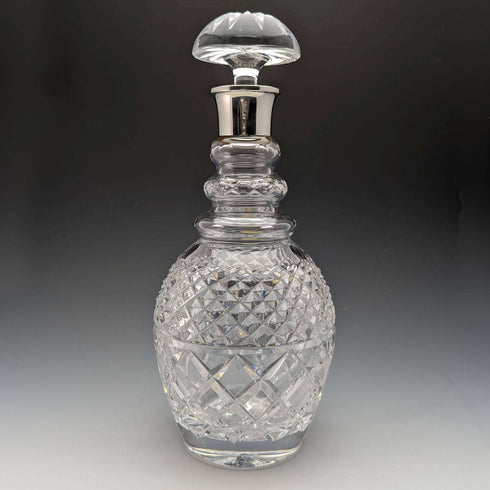 1979년 영국 빈티지 컷 글라스 순은 장식 디캔터 Mappin and Webb