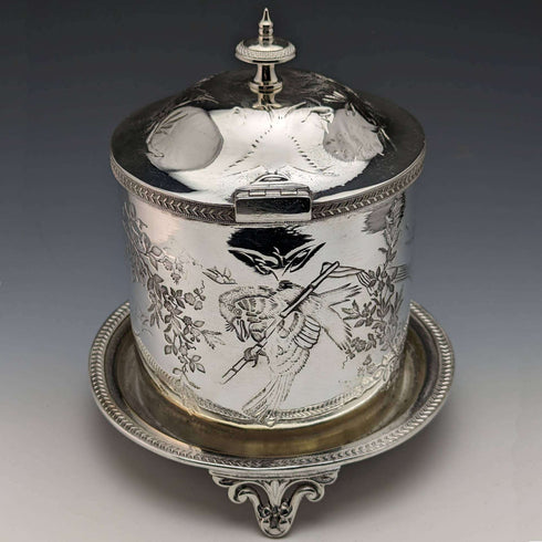 英国古董镀银饼干桶 W.W.Harrison & Co