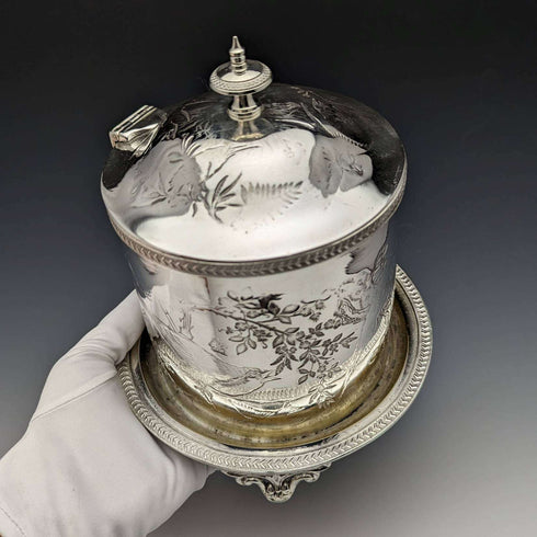 英国古董镀银饼干桶 W.W.Harrison & Co
