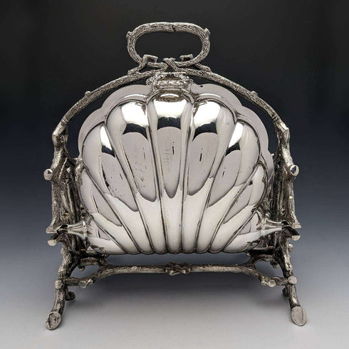 British antique silver plate shell type biscuit warmer Walker and Hall