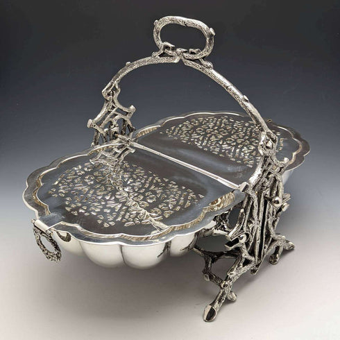 British antique silver plate shell type biscuit warmer Walker and Hall