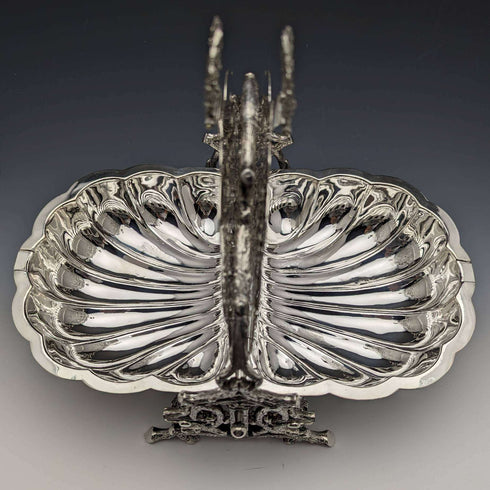 British antique silver plate shell type biscuit warmer Walker and Hall