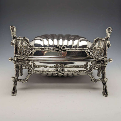 British antique silver plate shell type biscuit warmer Walker and Hall