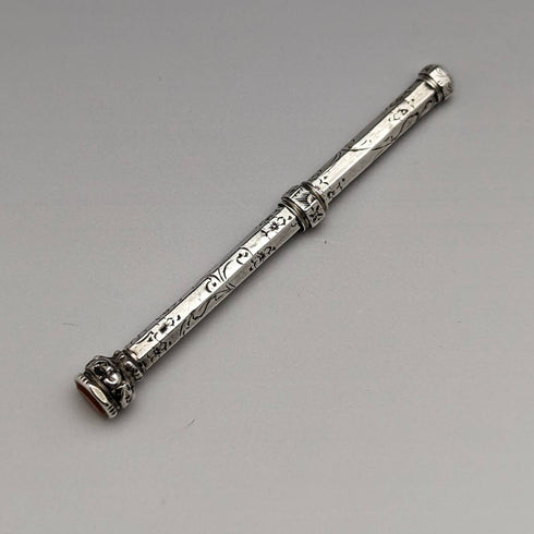 Portaminas antiguo, baño de plata, decoración de cristal, retráctil 63-81mm