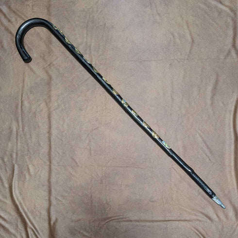 Vintage Gentleman's Large Cane Cane Touring Europe Badge Curved Handle 94cm