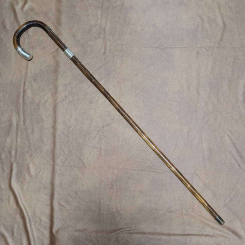 Bastón antiguo británico para caballero, 1919, fino y ligero, con mango curvo, 91 cm