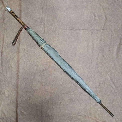 1919년 영국 앤티크 신사용 우산 그린 순은제 원형 핸들 87cm