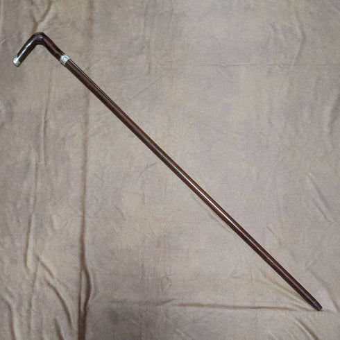 1895년 영국 앤티크 신사용 지팡이, 순은 장식 L자형 핸들, 91cm