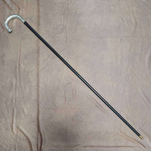 1909년 영국 엔틱 신사용 스틱 지팡이 순은 커브 핸들 92cm