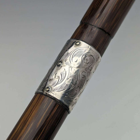 Bastón antiguo británico para caballero, 1919, fino y ligero, con mango curvo, 91 cm