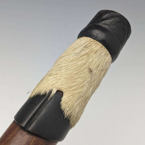 Swiss Made Antique Hiking Stick Cane with Fur Handle 82cm