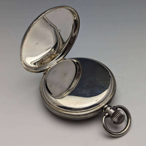 1943 British Bravingtons Renown pocket watch pure silver half hunter refurbished working well