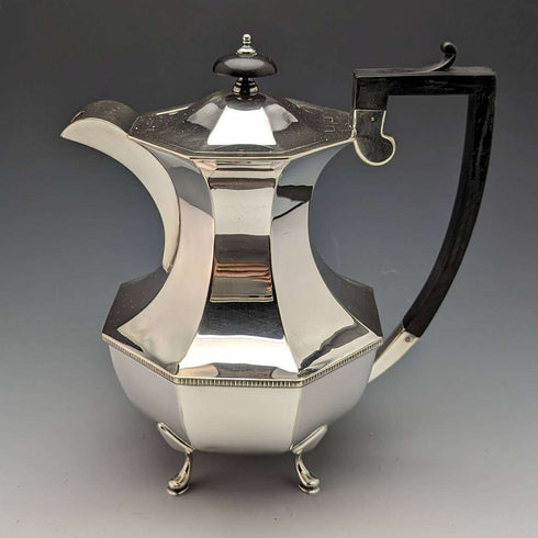 Juego de 5 piezas de tetera de plata inglesa antigua de alrededor de 1930, Harrison Fisher