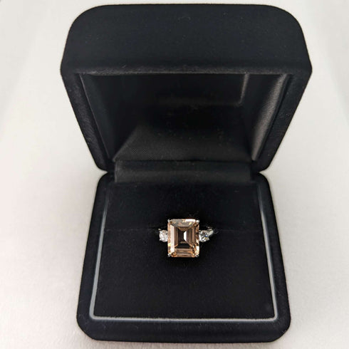 British vintage jewelry peach cubic zirconia pure silver ring