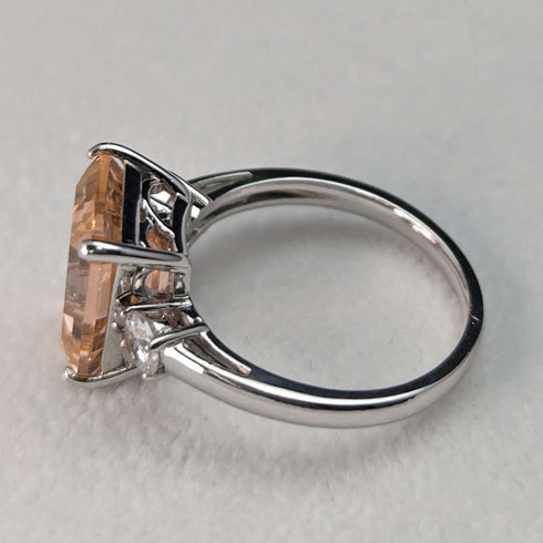 British vintage jewelry peach cubic zirconia pure silver ring