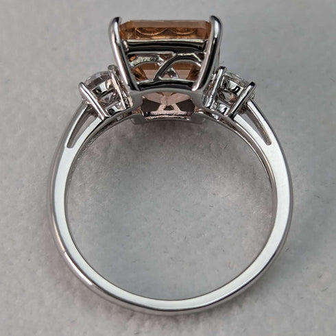 British vintage jewelry peach cubic zirconia pure silver ring