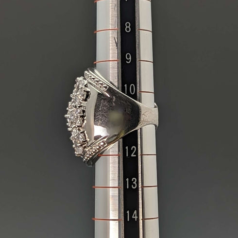 英国复古珠宝 立方氧化锆大型纯银戒指(11号) 指环