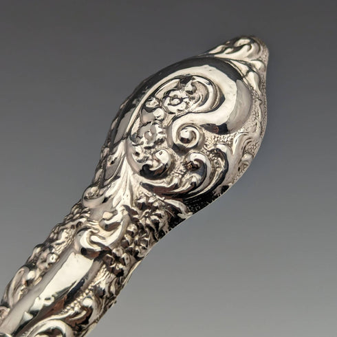 1909年 英国古董 纯银手柄鞋拔与扣钮钩套装(附盒) J and R Griffin