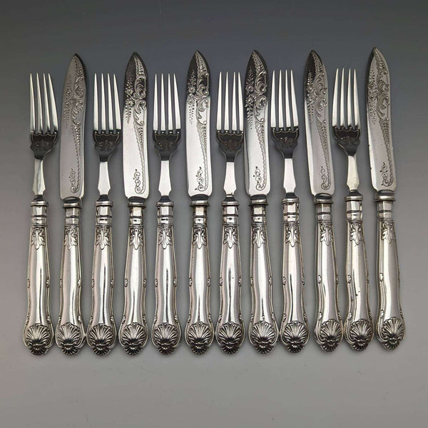 1930 年代英國復古銀盤甜點餐具 6 對套裝 John Round