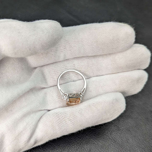 British vintage jewelry peach cubic zirconia pure silver ring