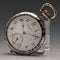 Reloj de bolsillo Longines antiguo de alrededor de 1911, caja de plata grabada, esfera abierta, en buen estado de funcionamiento.