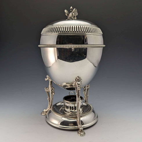 Hacia 1910, huevera inglesa antigua de plata chapada, Walker and Hall